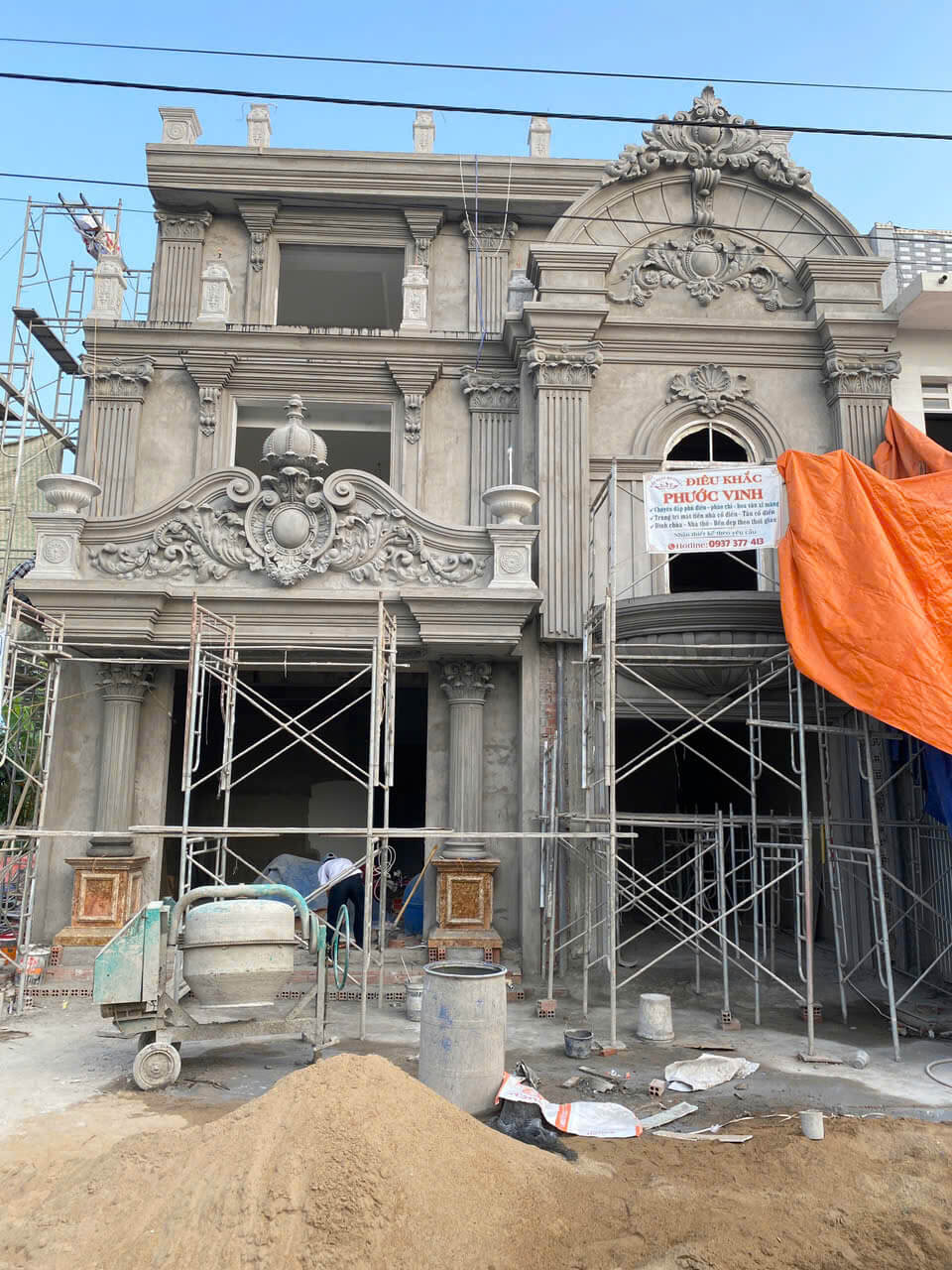 Đắp phù điêu nhà tân cổ điển 2