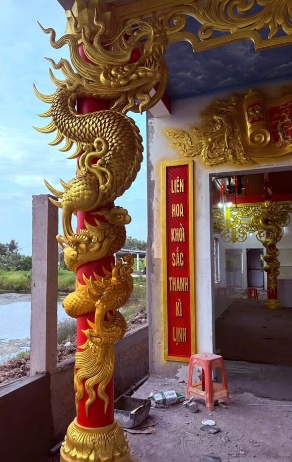 Đắp phù điêu rồng phượng xi măng 11