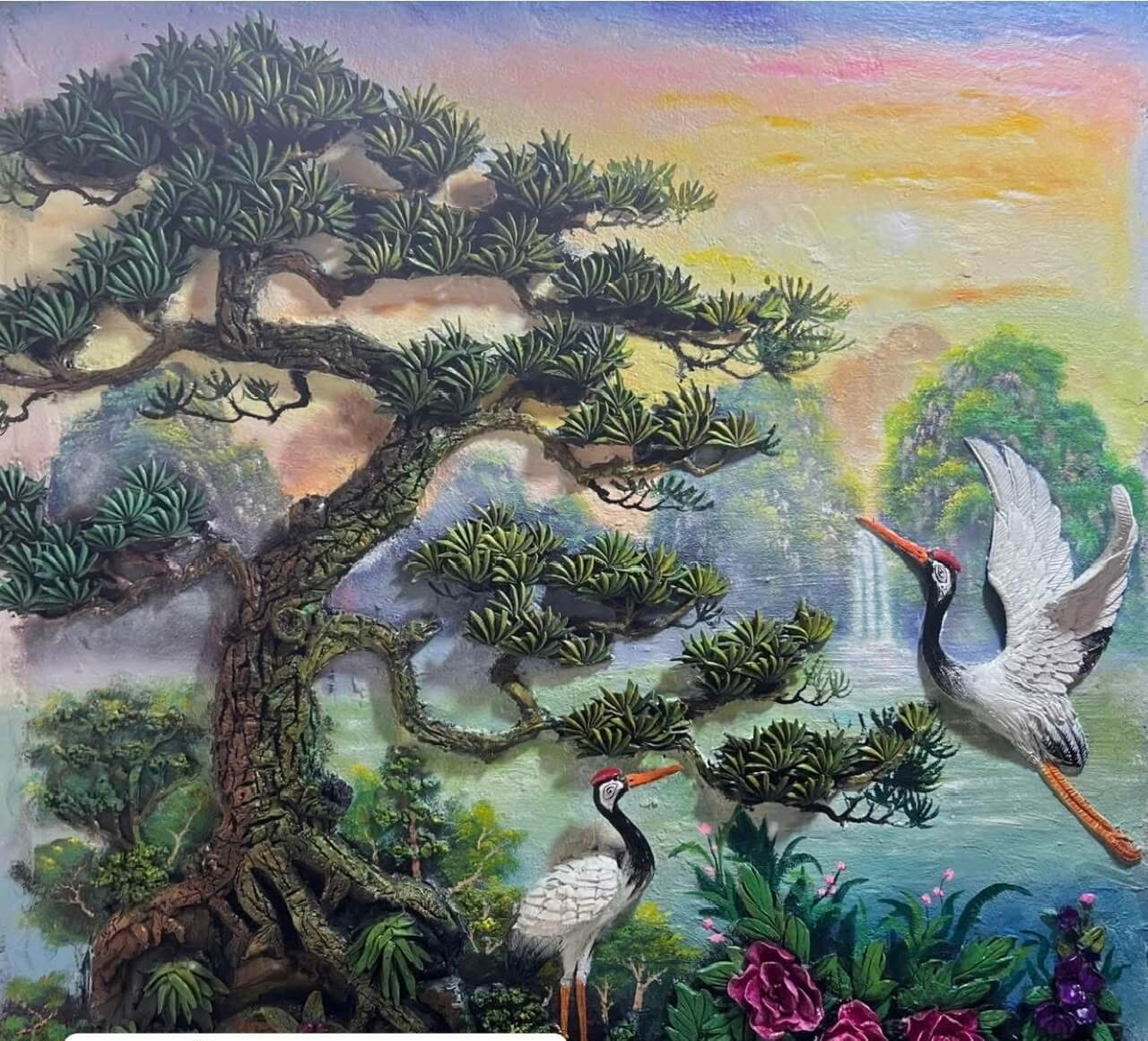 Mẫu tranh phù điêu xi măng đẹp