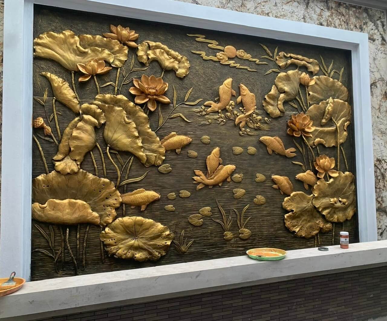 Mẫu tranh phù điêu xi măng đẹp 1