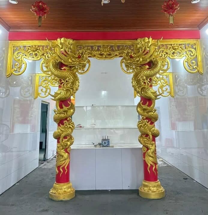 Phù điêu long lân quy phụng xi măng