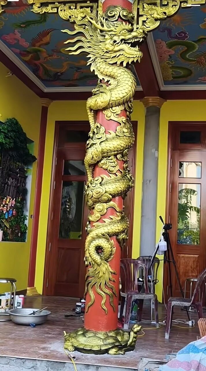 Phù điêu long lân quy phụng xi măng 1