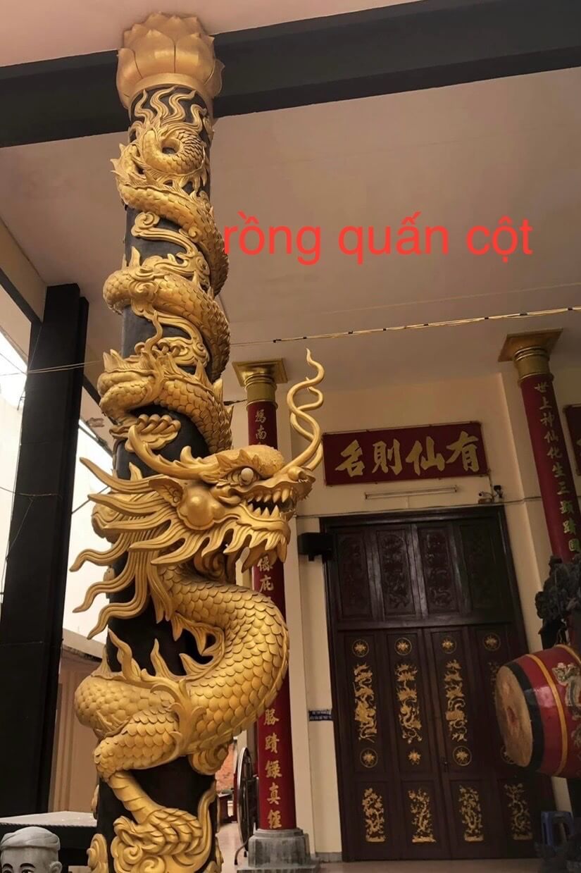 Phù điêu rồng quấn cột 2