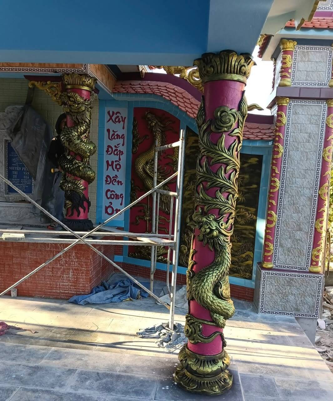 Phù điêu xi măng lăng mộ 4