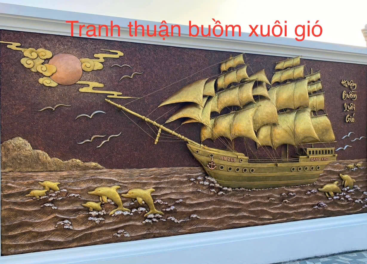 Tranh đắp xi măng thuận buồm suôi gió