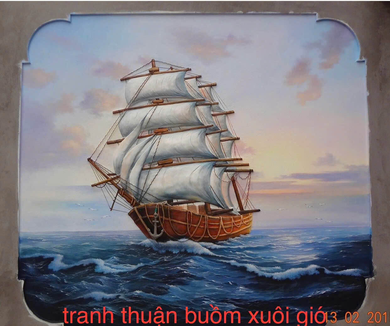 Tranh đắp xi măng thuận buồm suôi gió 1