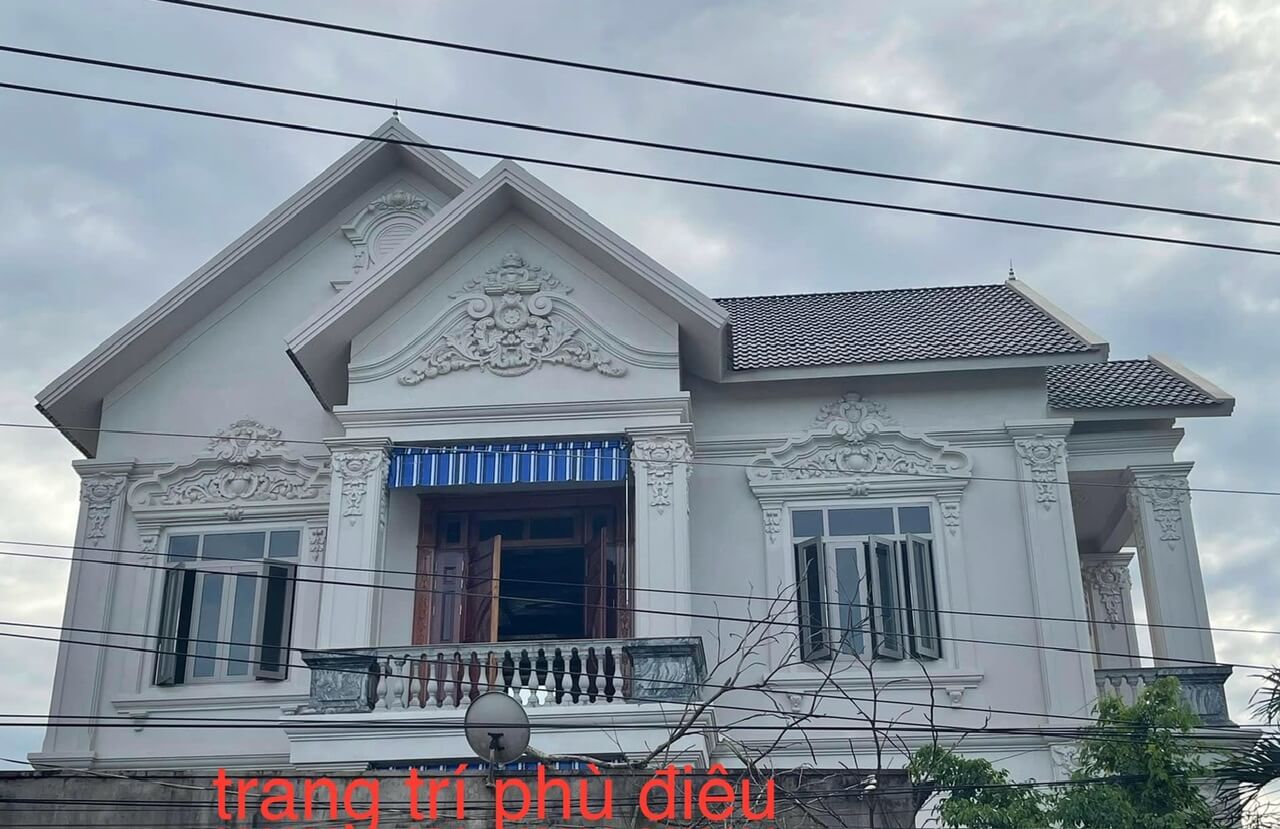 phù điêu mặt tiền nhà mái thái 5