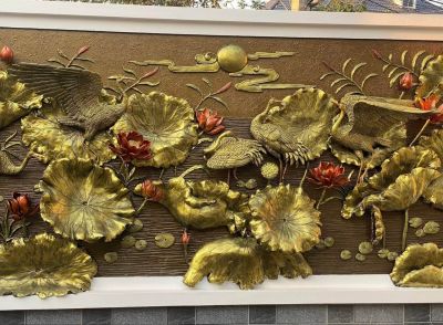 Mẫu Tranh Đắp Xi Măng Sen Hạc Đẹp &ndash; Bền Đẹp &amp; Phong Thủy